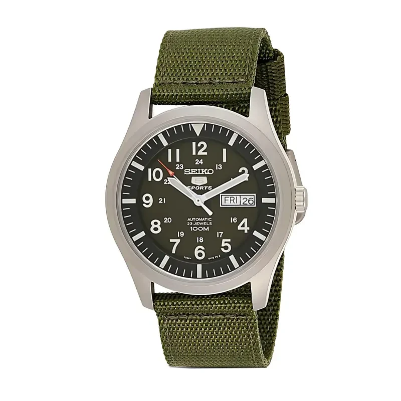 Seiko 5 Sports Automatic Green Dial Nylon Men's Watch- SNZG09J1